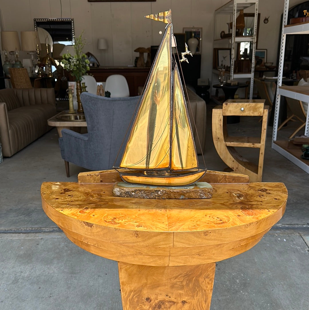 70s brass sailboat with onyx base