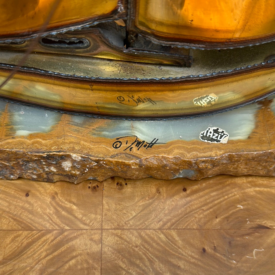 70s brass sailboat with onyx base